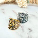 Chevalière tete Lion Strass Acier