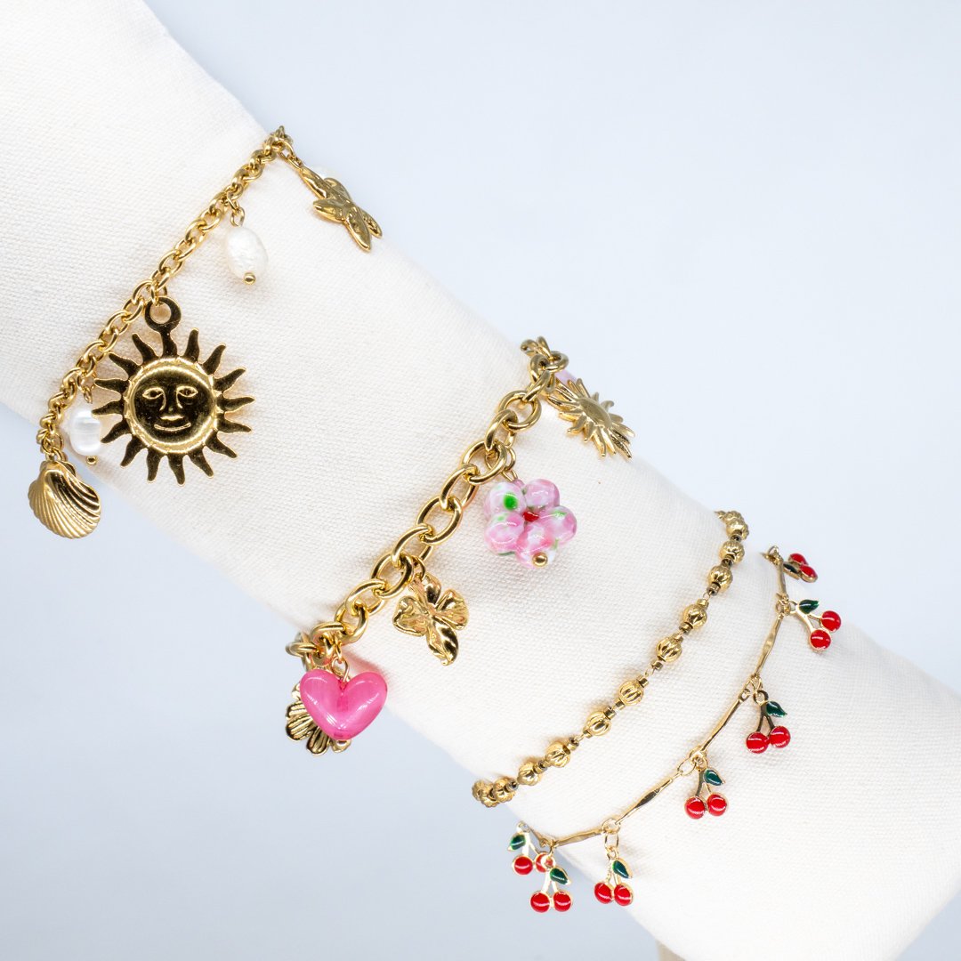 Bracelets Charms-50 Bracelets Charms Soleil Cerise – Image 1