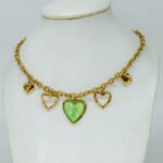 Collier Charms Coure Vert