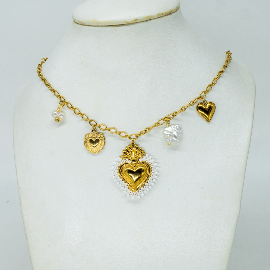 ICH0-17 Collier Charms Coure Blanc – Image 1