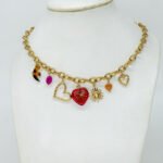 Collier Charms Coure Fraise
