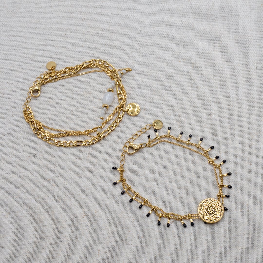 SBMT0-16 Bracelets Mulrti-Rangs Chaînes et Perles Résine – Image 1