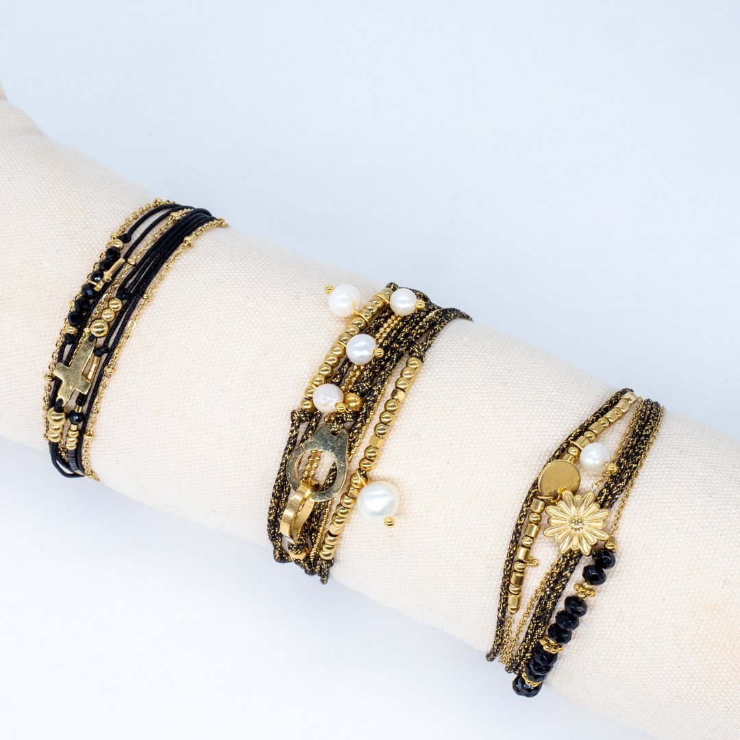 SBMT0-27 Bracelets Mulrti-Rangs Croix Menottes Tournesols – Image 1