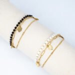 Bracelets Mulrti-Rangs Obsidiane et Nacar