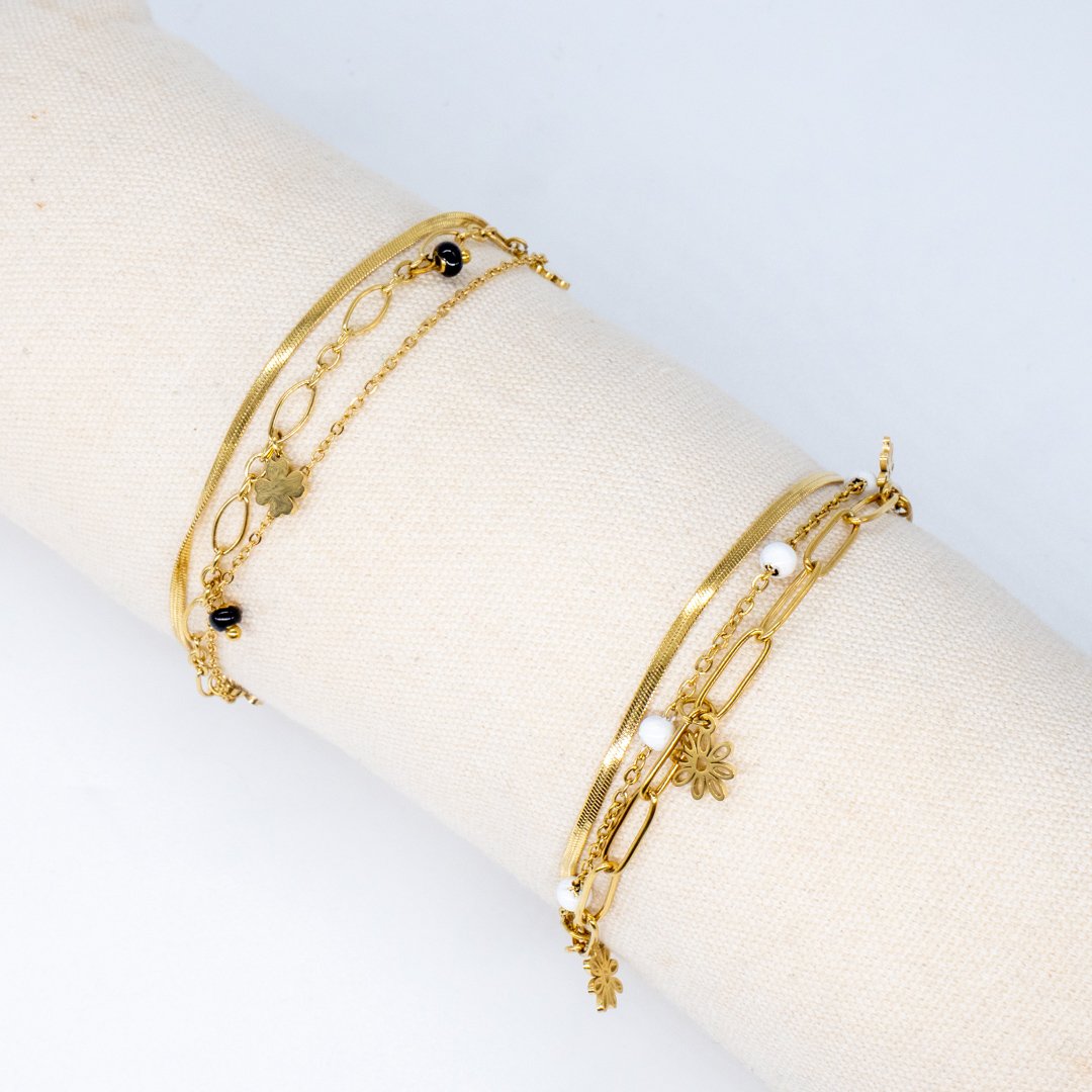 SBMT0-47 Bracelets Mulrti-Rangs Crystal Noir et Blanc – Image 1