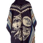 Poncho Alpaga en Motif Loups et Lune