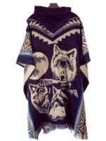 Poncho Alpaga en Motif Loups et Lune – Image 3