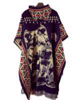 Poncho Alpaga en motif Grand Tête Loup et Lune – Image 3