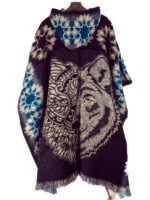 Poncho Alpaga avec Grand Tête Loup Double Face – Image 3