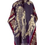 Poncho Alpaga en Motif Amérindienne Aigle