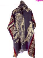 Poncho Alpaga en Motif Amérindienne Aigle