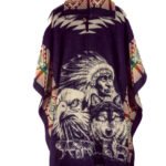 Poncho Alpaga en Motif Amérindienne et Loup
