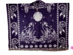 Poncho Alpaga en motif Loup Plume Lune – Image 8