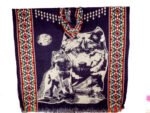 Poncho Alpaga en motif Grand Tête Loup et Lune – Image 2