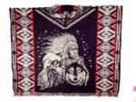 Poncho Alpaga en Motif Amérindienne loup, Aigle – Image 2