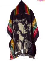 Poncho en Alpaga Motif Bob Marley