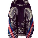 Poncho en motif Loup Plein Lune