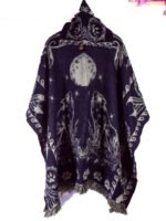 Poncho Alpaga en motif Loup Plume Lune – Image 7
