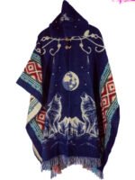 Poncho en Alpaga Geometrique Loup Lune – Image 3