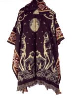 Poncho en Alpaga Geometrique Loup Lune – Image 5