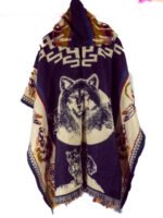 Poncho en Alpaga Motif Tête Loup et Lune – Image 5